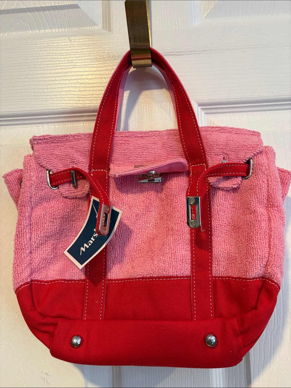BNWT SUNWIN Viral TERRY BOATKIN STYLE Small Bag in Pink and Red